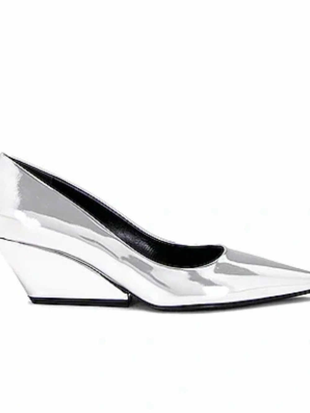 Marni Metallic Silver Pointed Toe Block Heel Pumps NWOT Size 41
